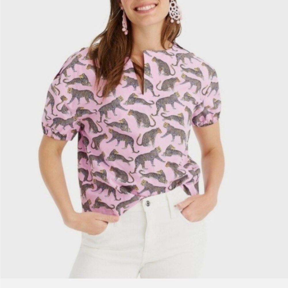 J. Crew Pink Leopard Pattern Top
